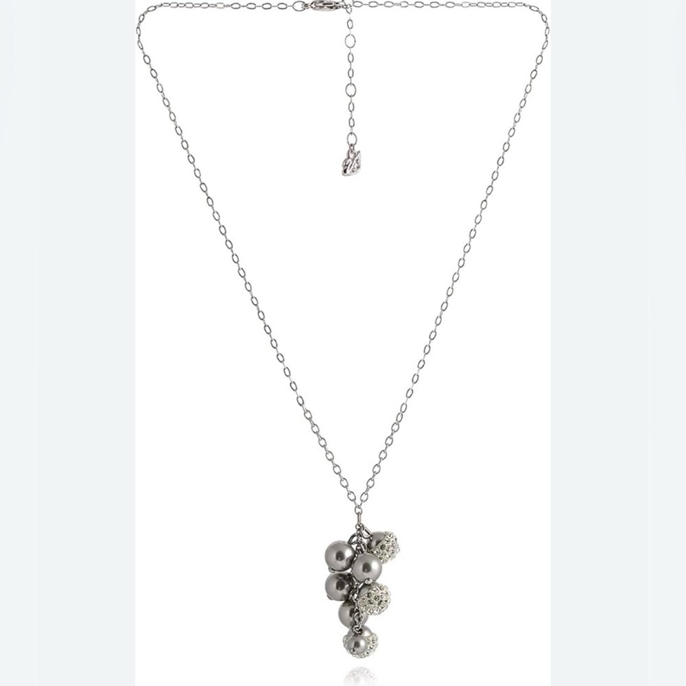 Swarovski Rumor Silver Pearl and Crystal Cluster Necklace 1121122 - Picture 3 of 5